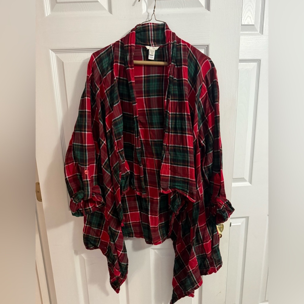Plaid Red and Green Women's Top